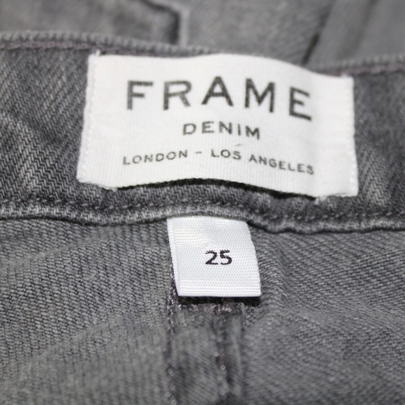 Frame Denim Nouveau Le Mix Gray Jean Denim Mini Skirt Distressed Size 25 - Picture 5 of 11